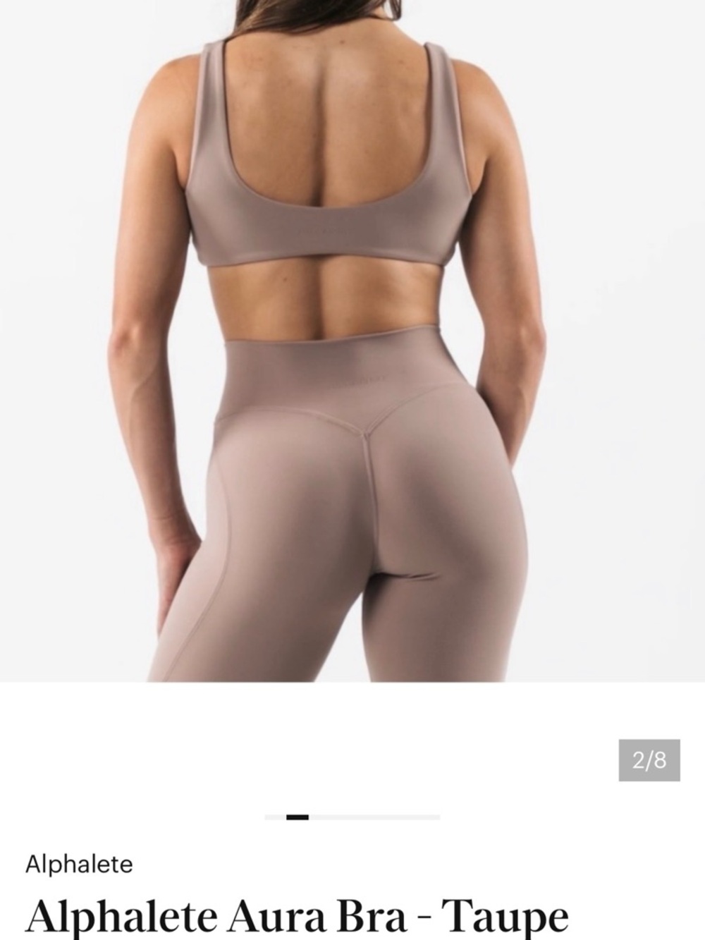 Alphalete Aura Bra in Taupe - Scoop Neck Seamless Sports Bra - Picture 2 of 7